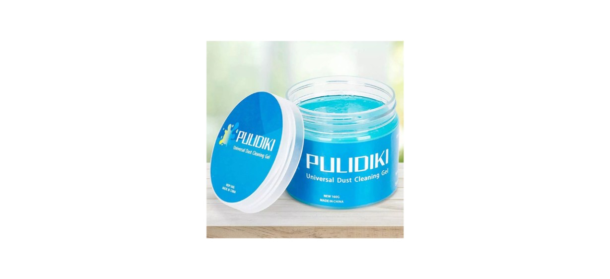 a container of blue Pulidiki Car Cleaning Gel a container of blue Pulidiki Car Cleaning Gel