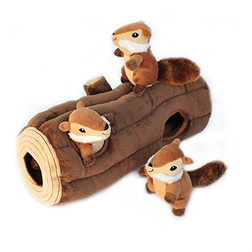 ZippyPaws Burrow Log and Chipmunks Squeaky Hide and Seek Dog Toy