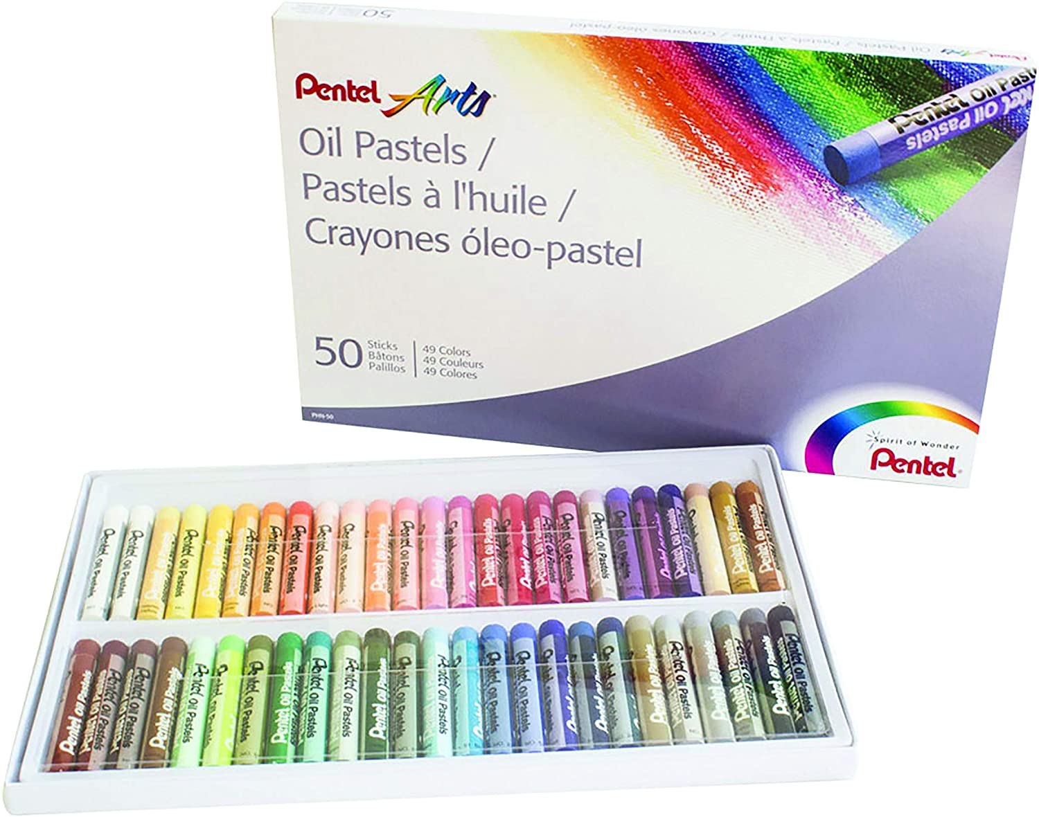 Pentel Arts 50-Color Oil Pastels Set